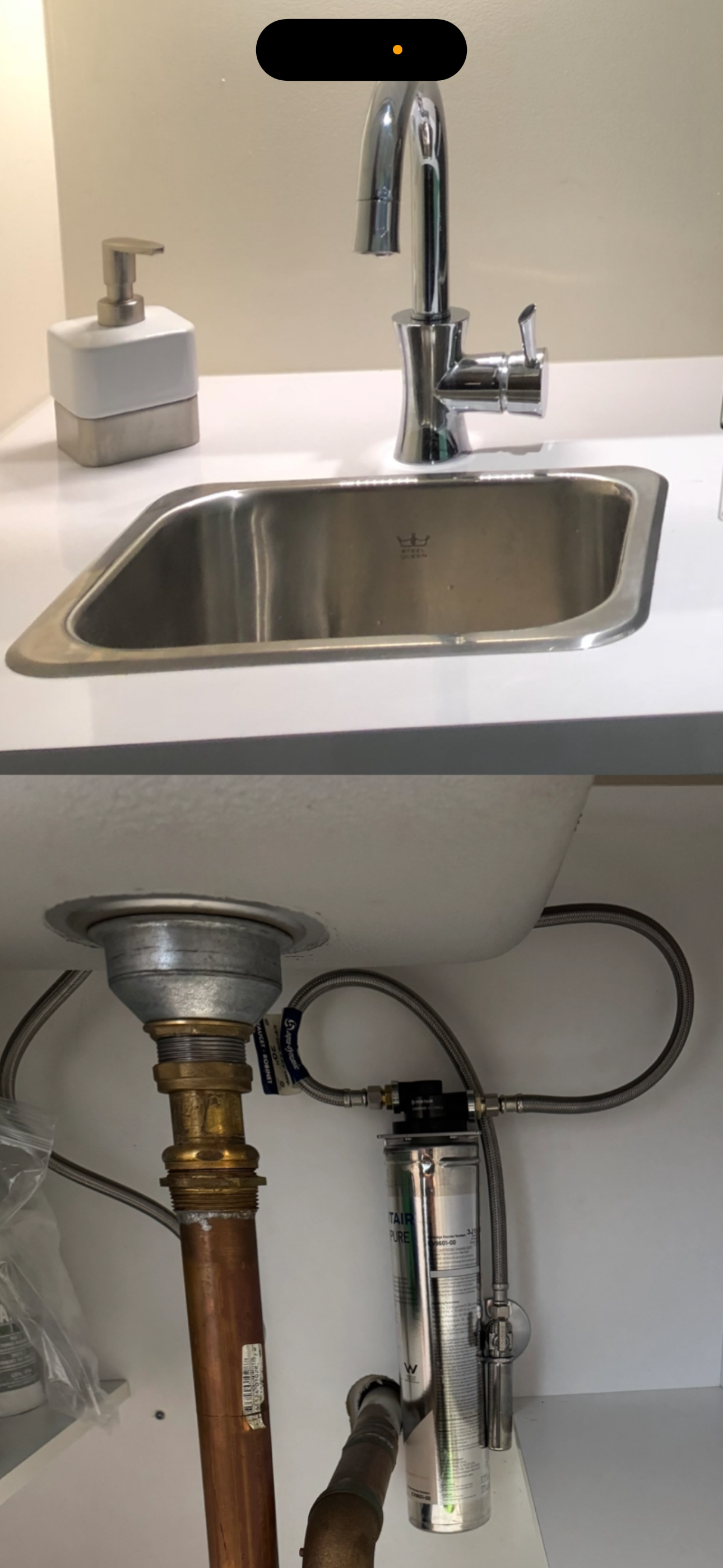 Système de filtration sur robinet de cuisine.