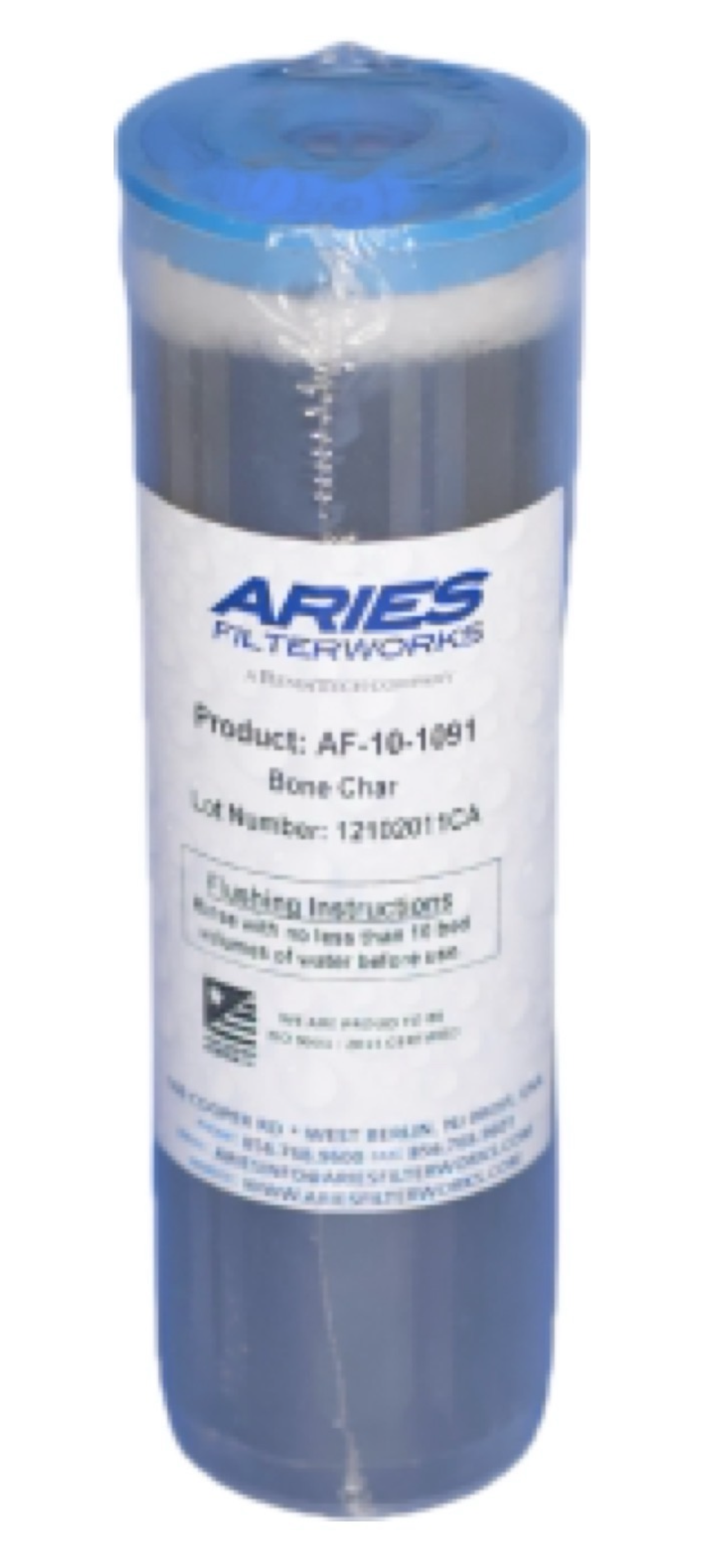 Cartouche Aries AF-10-1091 au bone char pour réduction du fluorure dans l’eau.