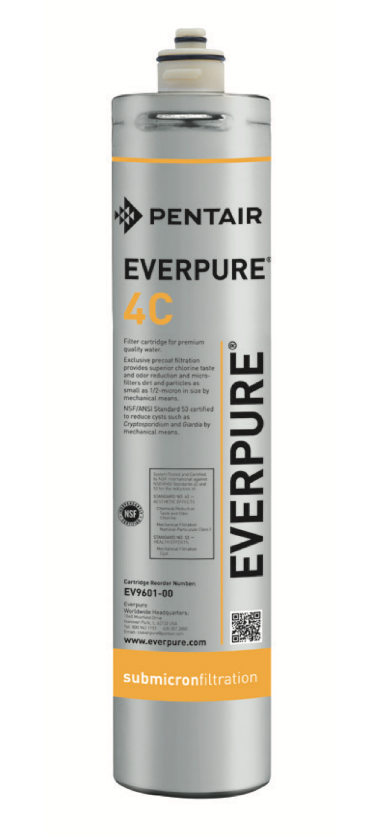 Cartouche de filtration Everpure 4C pour eau potable avec filtration submicron.