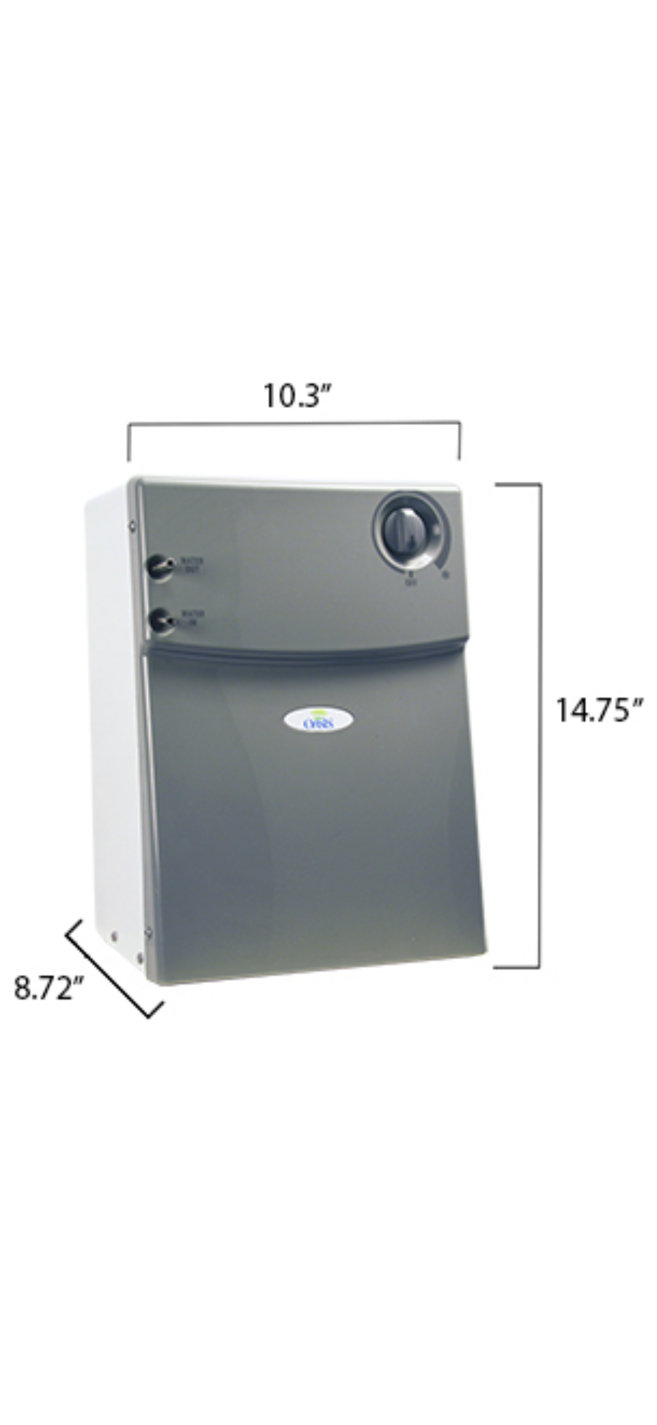 Refroidisseur sous comptoir Oasis R1P avec dimensions 10.3 x 14.75 x 8.72 pouces.